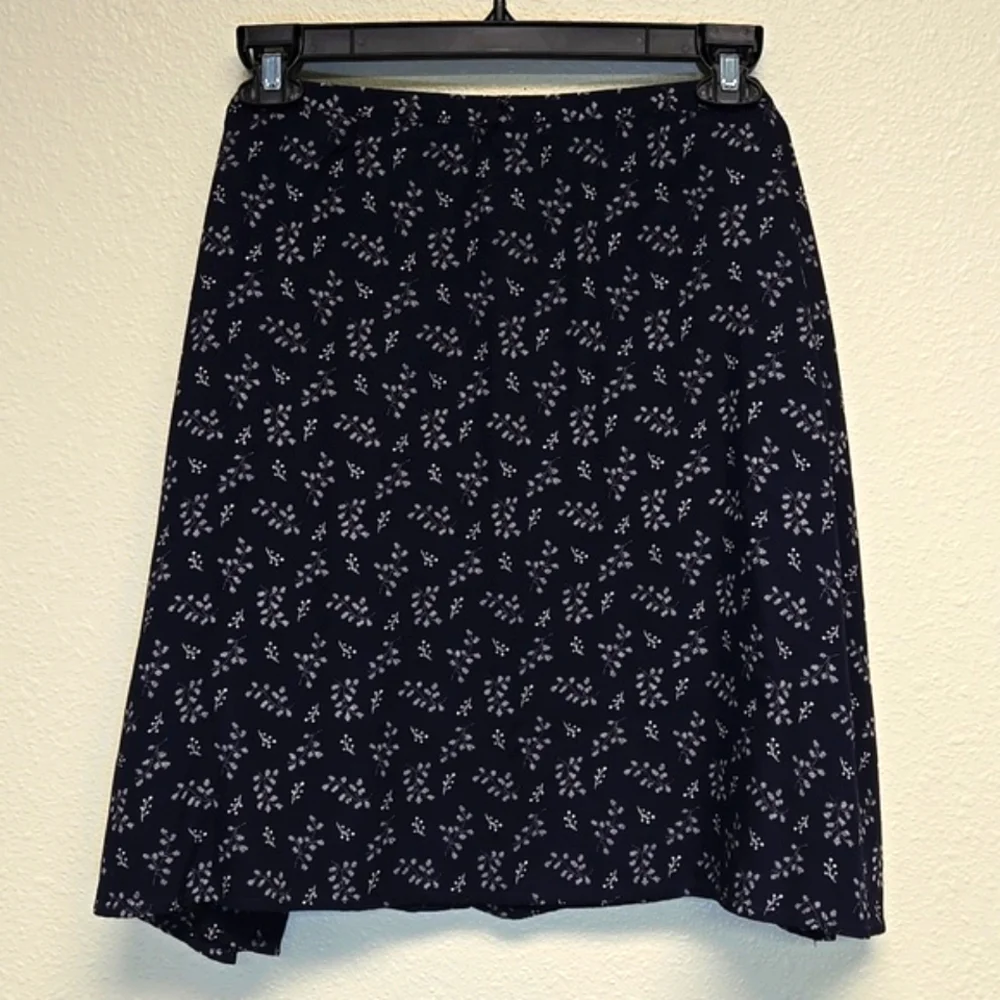 Eddie Bauer Navy Button Front A-line Skirt